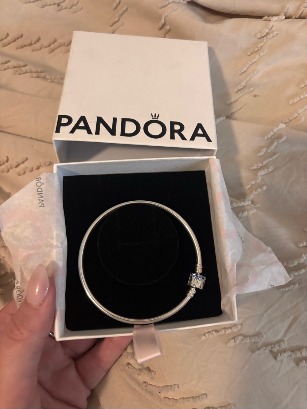 Pandora Silver Bracelet with Clear Stone Clasp